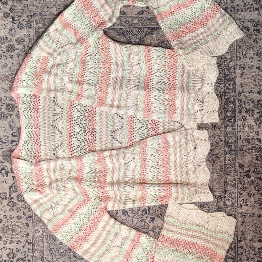 No Tags Crochet Bell Sleeve Pastel Knit Cardigan